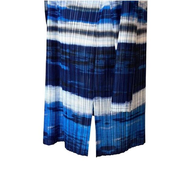 Chico’s Collection Blue Ocean Stripe Crinkle Open Cardigan Jacket Size 2/ Large - Picture 5 of 10